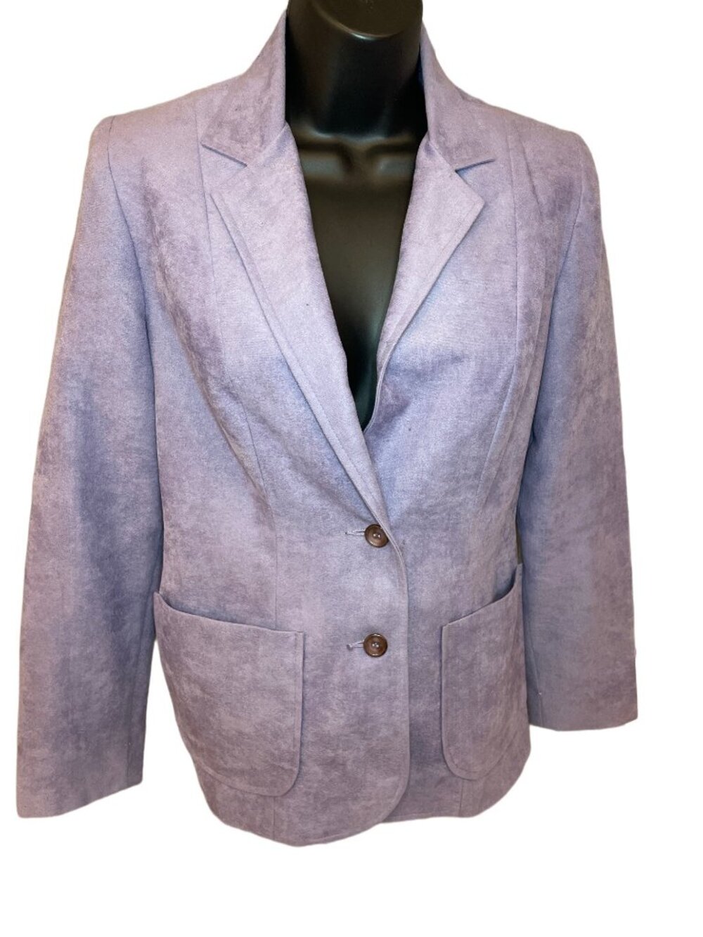 Light Purple Blazer Jacket Medium Two-Button Pockets Tailored Swingles Retro